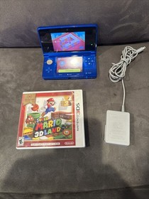 Original Metallic Blue Nintendo 3Ds System With Super Mario 3-D Land Charger !