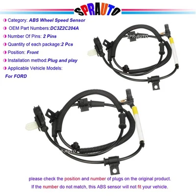 Sensor de velocidad de rueda delantero X 2 ABS para Ford F-250 350 450 550 Super Duty 2013-2016 Foto 1 de 4