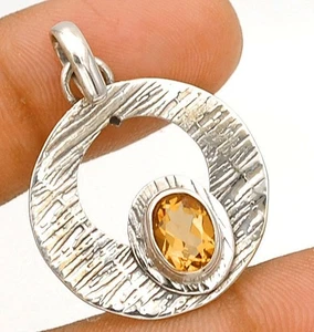Natürlicher goldener Citrin 925 massiv Sterlingsilber Anhänger  - Bild 1 von 1