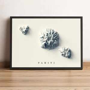 Tahiti Karte, Tahiti 2D Reliefkarte, Tahiti Vintage Karte - 2D flach - Bild 1 von 9