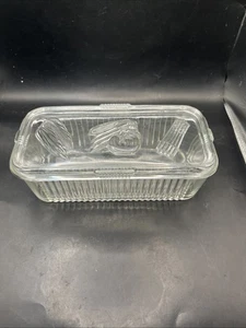 Vintage Clear Refrigerator Glass Vegetable Storage Container w/Lid - Picture 1 of 16