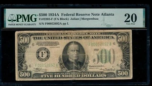 AC 1934A $500 FIVE HUNDRED DOLLAR BILL Atlanta PMG 20 comment - Picture 1 of 2