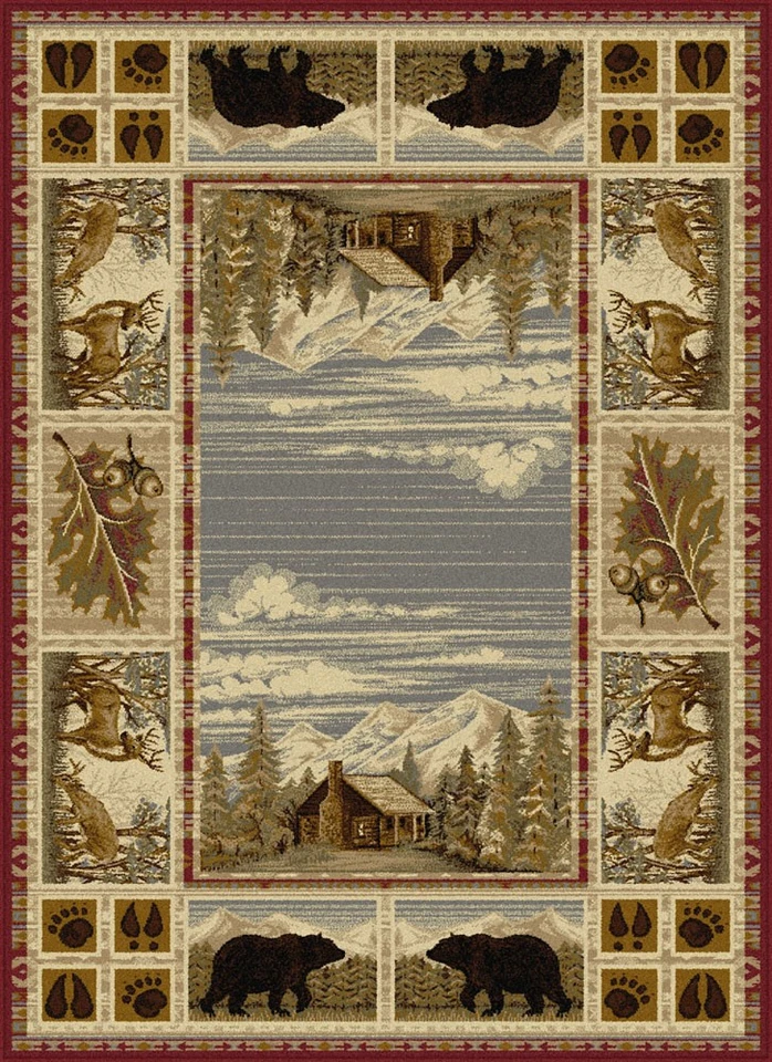 2x7 Red Lodge Forest Paws Bears Nature Print Area Rug 6700 - Aprx 2' 7" x 7' 3" - Image 1 of 2