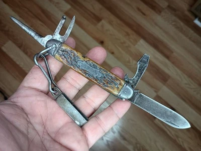 Vintage Camillus Cutlery 4 Line Stamp Scout Utility Knife Military WWII Era  - Image 1 of 4