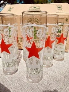 2 HEINEKEN Pint Glasses 20oz NEW Official Amsterdam Beer Glasses - Picture 1 of 10