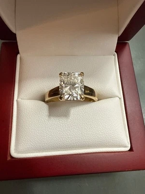 Anillo de compromiso talla 7 diamante cultivado en laboratorio real, halo oculto, oro amarillo de 14k Foto 1 de 4