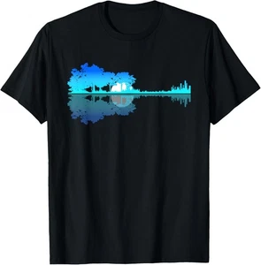 Guitar Lake Shadow Love Guitar Musician T-Shirt - Picture 1 of 3