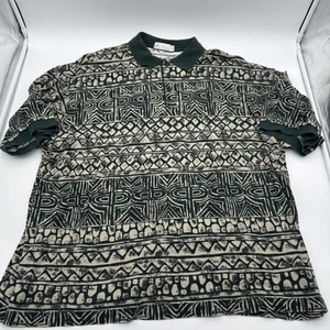 Vintage 1990s Haley Aztec Print Cotton Golf Polo XL Made in USA - Picture 1 of 8