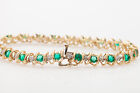 4Ct Round Cut Green Emerald & CZ Diamond Tennis Bracelet 14k Yellow Gold Plated