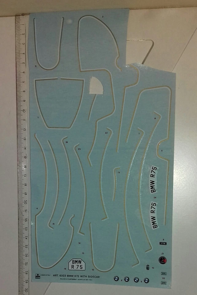 BMW R75 WITH SIDECAR  DECAL ESCI 1/9  6003 PARZIALI VEDI NOTE - Immagine 1 di 1