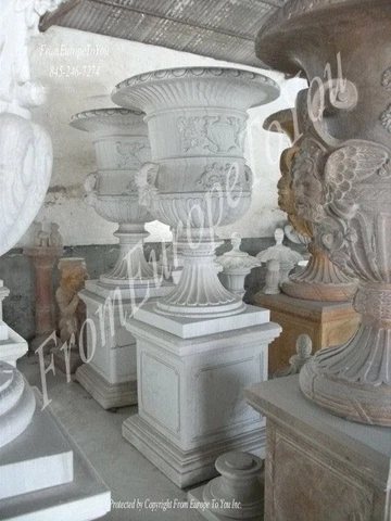 VICTORIAN STYLE HAND CARVED MARBLE PALACE URNS - URN3 Cover