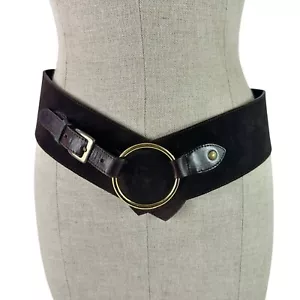 Dolce & Gabbana Brown Genuine Suede Wide Belt with Ring 75 30 - Picture 1 of 8