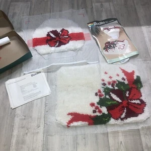 Bath Ensemble Latch Hook Rug Kit Christmas Vintage Bucilla Retro unfinished L@@k - Picture 1 of 6