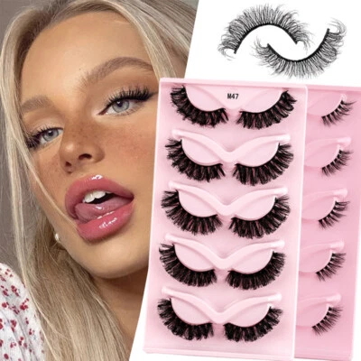 5Pairs 3D Mink Half Lashes Corner Eyelashes False Natural Short Wispy Long Fake - Image 1 of 4