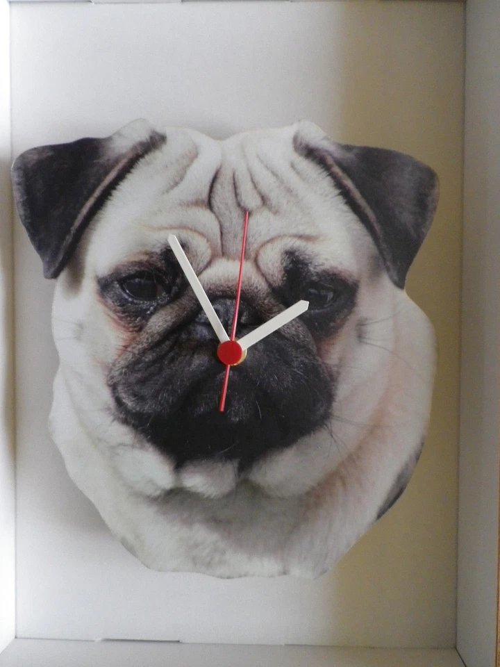 Pug Dog Wall Clock. New & Boxed. - Image 1 of 1