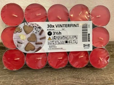 30 Ikea VINTERFINT Scented tealight Gingerbread cookies/red, 3.5 hr burning time - Изображение 1 из 4