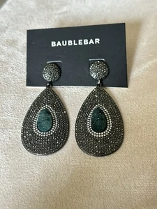Beautiful Dangling Baublebar Earrings with Green Center Stone - Picture 1 of 4
