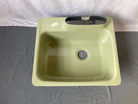 Vtg NOS Cast Iron Avocado Green Porcelain Standard Drop In Kitchen Sink 224-23E Cover