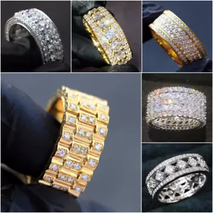 Fashion Jewelry 925 Silver Plated,Gold Plated Cubic Zircon Wedding Rings Sz 6-10 - Picture 1 of 18