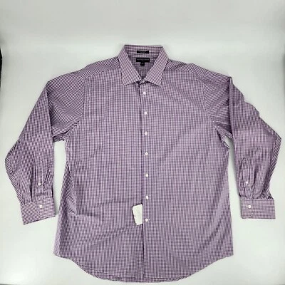Camisa Saks 5th Avenue Para Hombre Talla 36/37 Botón Púrpura Blanca Manga Larga Ajustada 2 Capas Foto 1 de 4