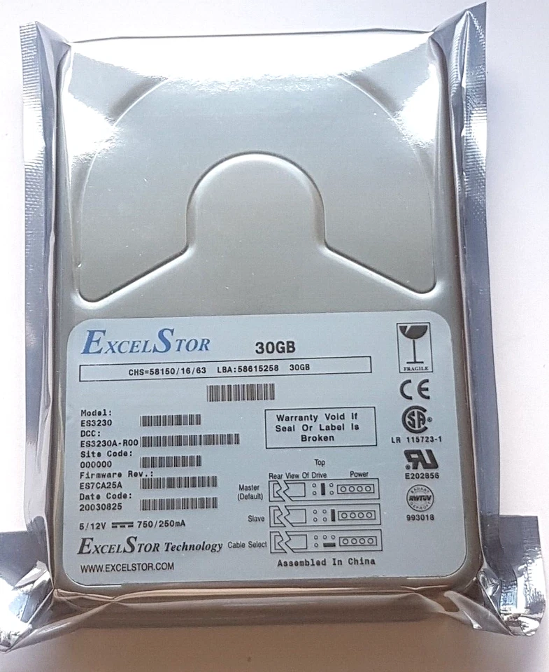 30 GB IDE ExcelStor ES3230 P-ATA 5400RPM 2MB HDD 3.5" Internal Hard Drive New - Image 1 of 1