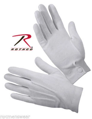 Parade Gloves w/Gripper Dots White Rothco #4411 XS-XL 100% Cotton Snap Wrist  - Image 1 of 4