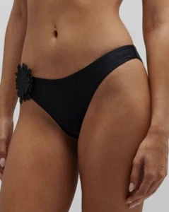 $125 Milly Cabana Women's Black Floral Applique Bikini Bottom Swimwear Size L - Picture 1 of 3