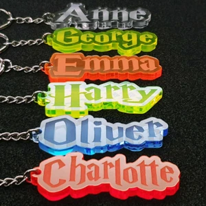 HARRY POTTER Personalizado CUALQUIER NOMBRE LLAVERO REGALO BOLSO ESCOLAR PALABRA WOW - Imagen 1 de 19