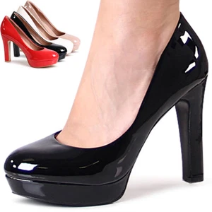 Damenschuhe Lack Pumps Plateau High Heels Sky Heels Blockabsatz Trendy - Bild 1 von 11