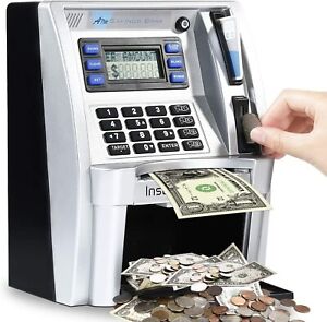 BKstar Mini Toy ATM Savings Bank, Piggy Bank Machine for Real Money with Card