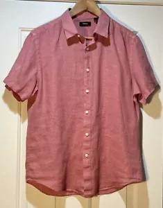 Theory 100% Linen Button Up Shirt Top Preppy Men’s Medium - Picture 1 of 4