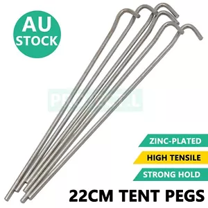 Galvanized Steel Tent Pegs Hook Outdoor Camping Trip Ground Durable Nail Stakes - Picture 1 of 5