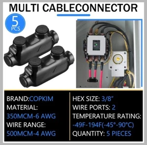 Copkim 5 Pcs Multi Cable Connectors, Black Vinyl Coated Wire Insulated Splic... - Picture 1 of 2