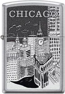 Zippo Lighter- Personalized Engrave for USA City and States Chicago City Z104 - Picture 1 of 6