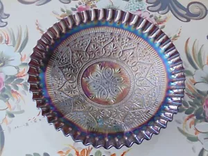 Vintage Fenton schwarz Karneval Glas Herzen Blumen Konsole Schüssel Füße Mittelstück - Bild 1 von 7