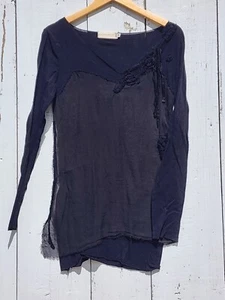 Johnny Was 4 Love And Liberty Women's Black Ruffle Embroidered Shirt Sz M - Picture 1 of 2