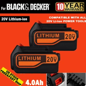 2 PACK For Black & Decker 20 V Lithium-ion 4.0Ah MAX Battery LBXR20 LB2X4020 US - Picture 1 of 11