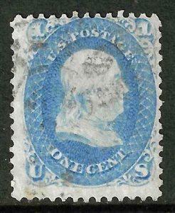 Sc #63 Lighter Cancel 1 Cent Franklin 1861-62 Civil War US 24F42 - Picture 1 of 2