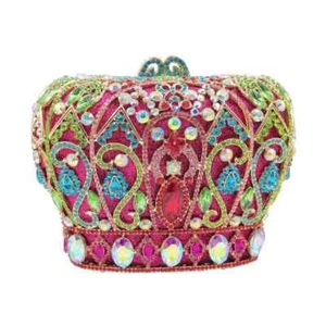 Hecho a mano con incrustaciones de diamantes en forma de corona bolso de cristal para mujer - Imagen 1 de 20