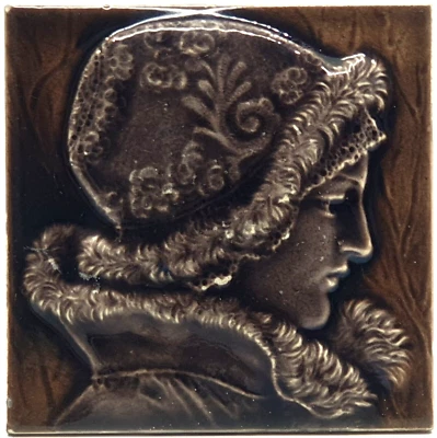 Scarce Profile Portrait Majolica Tile Design Isaac Broome for W. Wade C1890 - Image 1 of 3