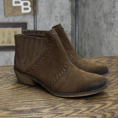 Botines de gamuza tallados con volantes para mujer 1674161dfafb38 marrón 6,5 M Foto 1 de 4