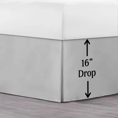 Saia de cama luxo gota 16" microfibra sólida plissada premium sob medida babado poeira - Imagem 1 de 4