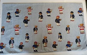 Ralph Lauren Bär Kissenbezug Vintage Preppy Polo Rugby blau weiß gestreift - Bild 1 von 5