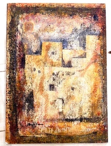 SAMI BURHAN 1968 ORIGINAL OIL , House Abstract No. 8 - Middle Eastern/ Syria Art - Picture 1 of 7