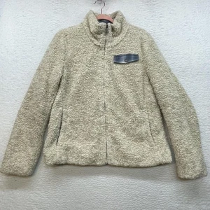 Pendleton giacca donna media panna sherpa pile plaid accento zip intera accogliente - Foto 1 di 12
