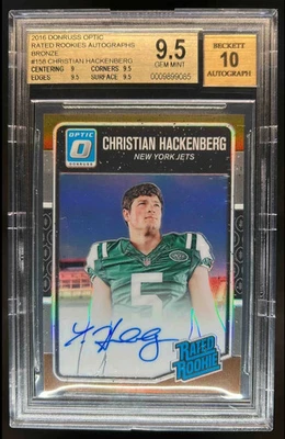 2016 Donruss Optic Christian Hackenberg Rated Rookie Auto Bronze #158 BGS 9.5/10 - Image 1 of 2