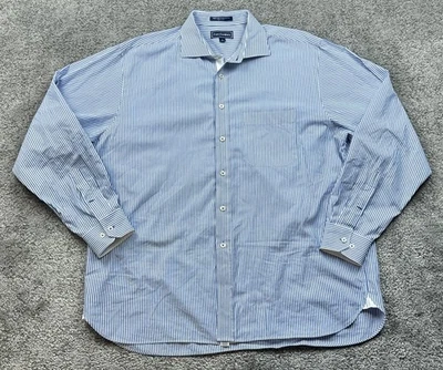 Paul Fredrick Shirt Mens XL Blue White Stripe Button Down Cotton Classic Office - Image 1 of 4