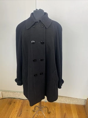 Antigo Preston & York Feminino 14P Preto 80% Lã Peacoat Gola Alta Luxo Silencioso - Imagem 1 de 4