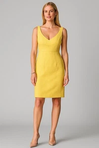 Perri Cutten Dress Size 8 Yellow Tailored Sheat Office Cocktail Party Rp$389 - Picture 1 of 9