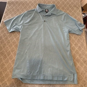 Footjoy FJ Herren Poloshirt L blau weiß gestreift Grandpacore Dadcore Golf Fairway - Bild 1 von 15